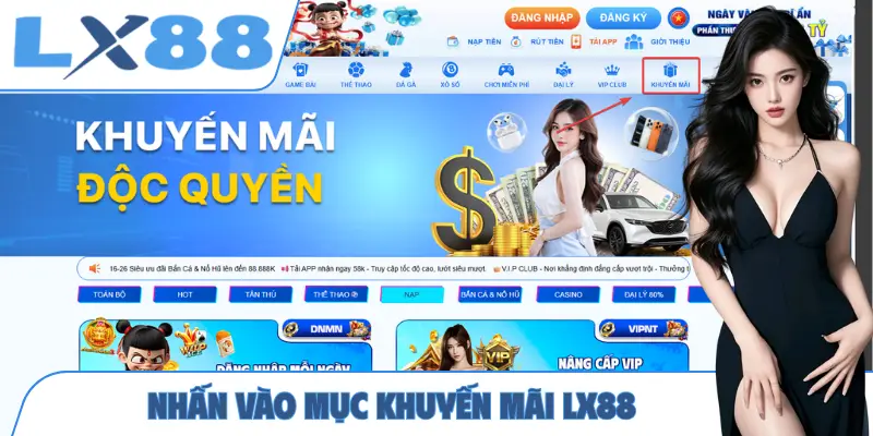 Nhấn vào mục khuyến mãi LX88